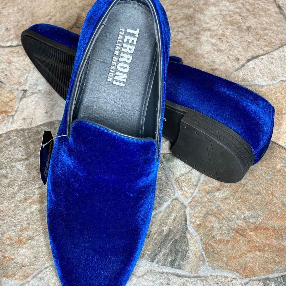Terroni Royal Blue Men's Slip-On Dress Shoe-Fashionable-Italian Design